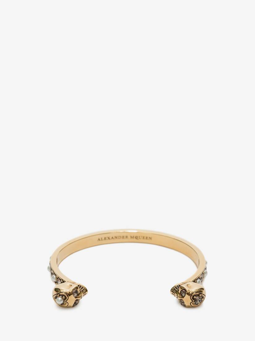 Pulsera Alexander McQueen Thin Twin Skull Mujer - Dorados - Mexico 184-QYIPRM